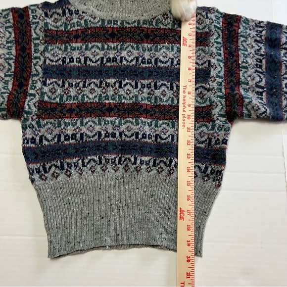 Vintage Espirit Wool Blend Knit Turtleneck Sweater Gray Blue Green Red size XS - Picture 6 of 8